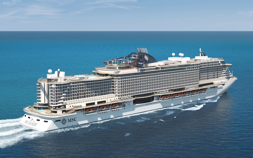 Il rendering della nuova nave da crociera Msc Seaside in costruzione