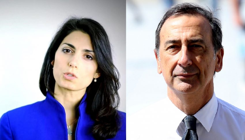 Virginia Raggi e Beppe Sala