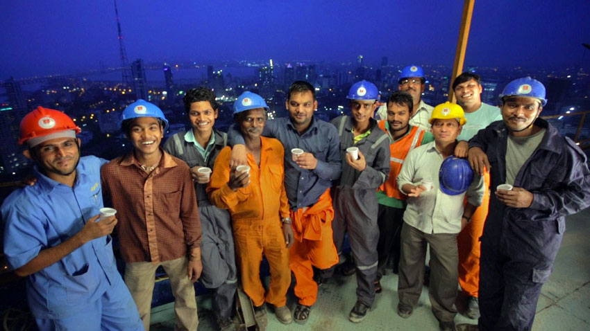 Lavoratori edili in India