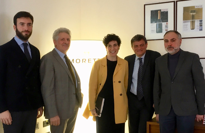 Da sinistra, Enrico Prata (Consigliere Delegato Saef); Evans Zampatti (ad di Moretti); Valentina Moretti (vicepresidente di Morett), Gualtiero Carraro (ad di Carraro Lab); Fabrizio Grillo (Effegi Systems)