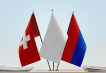Le bandiere della Svizzera e del Canton Ticino
