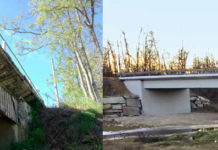 Il ponte della S.P. 160 Della Val Lemme, sul Torrente Riasco nel Comune di Basaluzzo (Alessandria), prima e dopo il ripristino